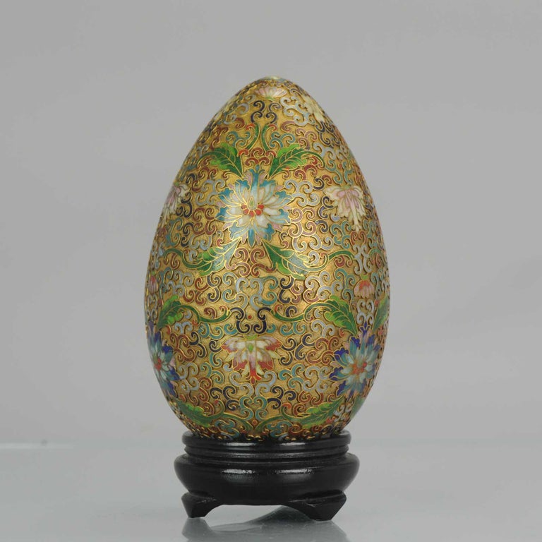 Antique / Vintage Chinese Cloisonné Egg Vase Bronze China Flowers Lotus at 1stDibs cloisonne