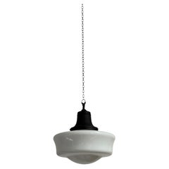 Antique Vintage Church's Opaline White Milk Glass Ceiling Pendant Light Lamp