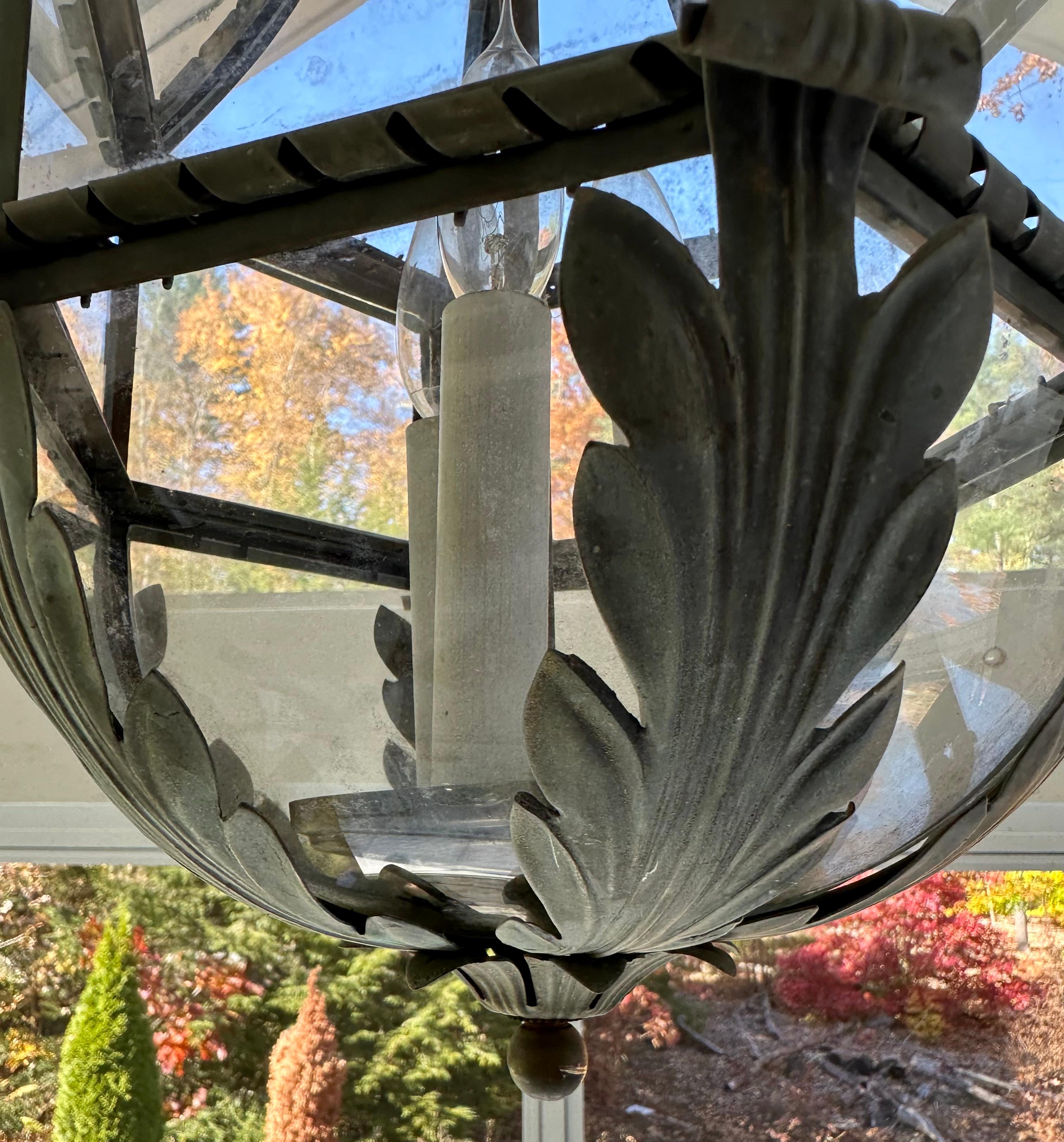 Rococo Lanterne suspendue française en cuivre antique/vintage en vente