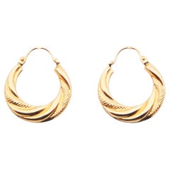 Antike Vintage Creole-Ohrringe aus massivem 18K Gelbgold / 2,32gr