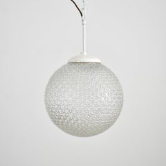 Antique Vintage Cut Glass Church Globe Pendant Light