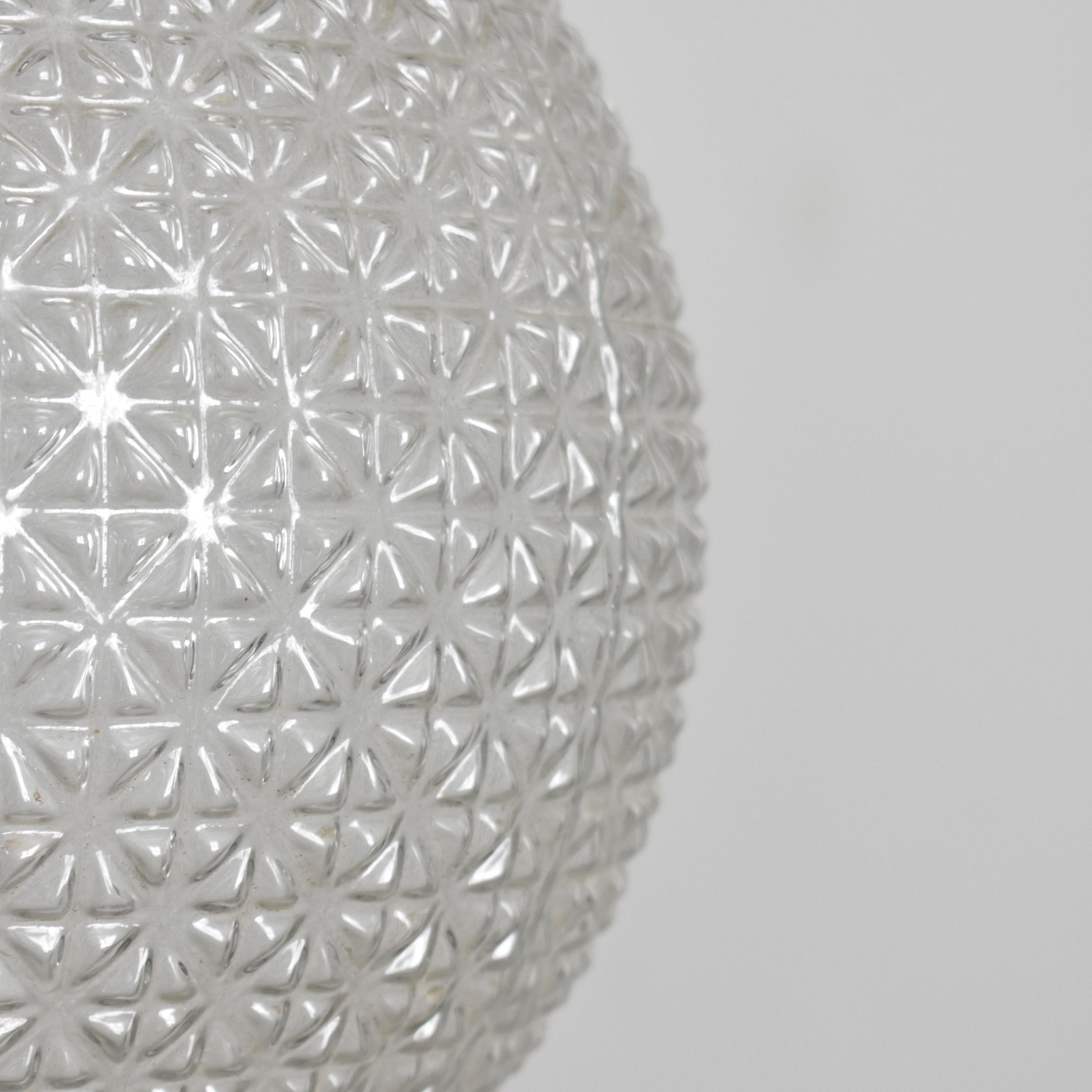 Czech Antique Vintage Cut Glass Church Globe Pendant Light For Sale