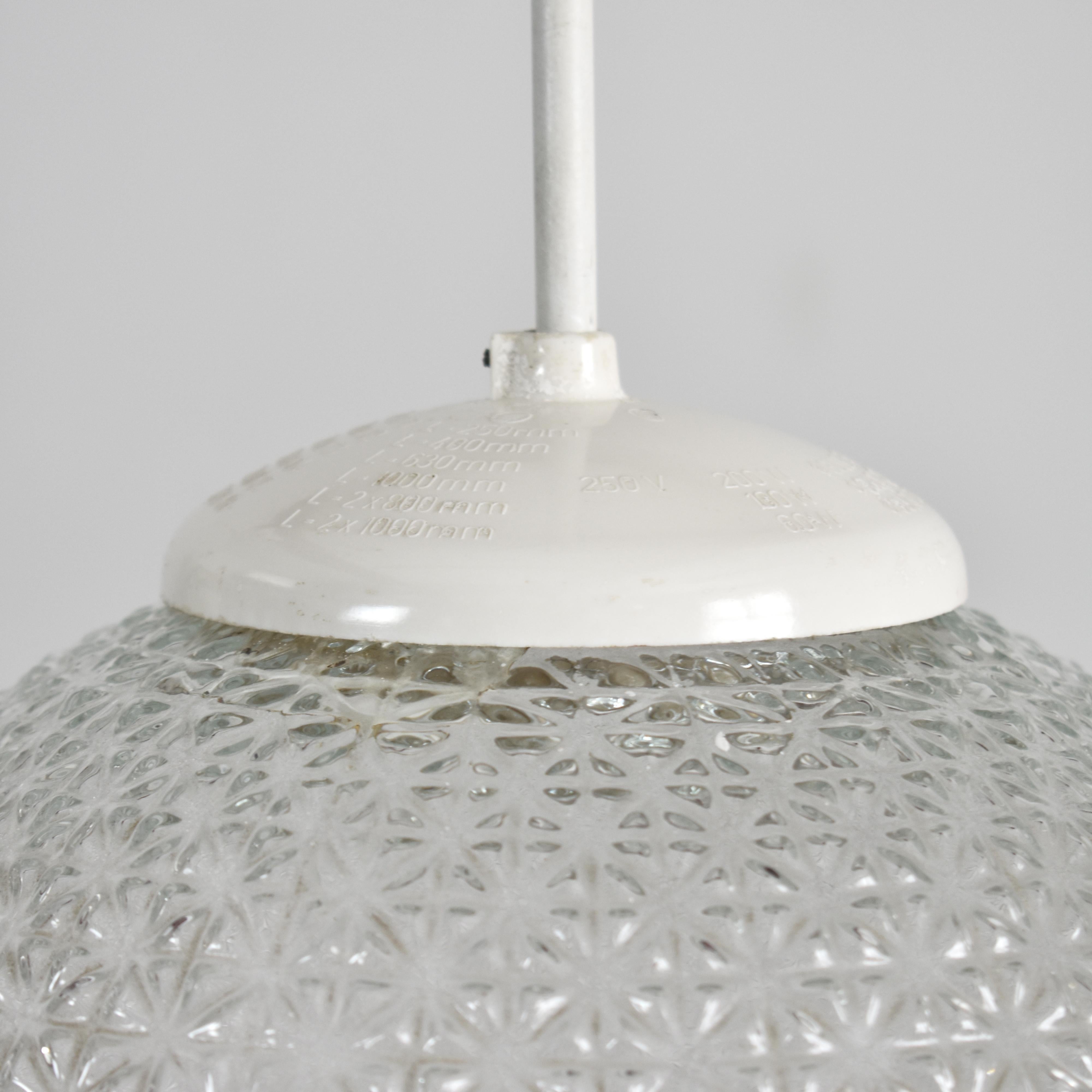 Antique Vintage Cut Glass Church Globe Pendant Light In Good Condition For Sale In Stockbridge, GB