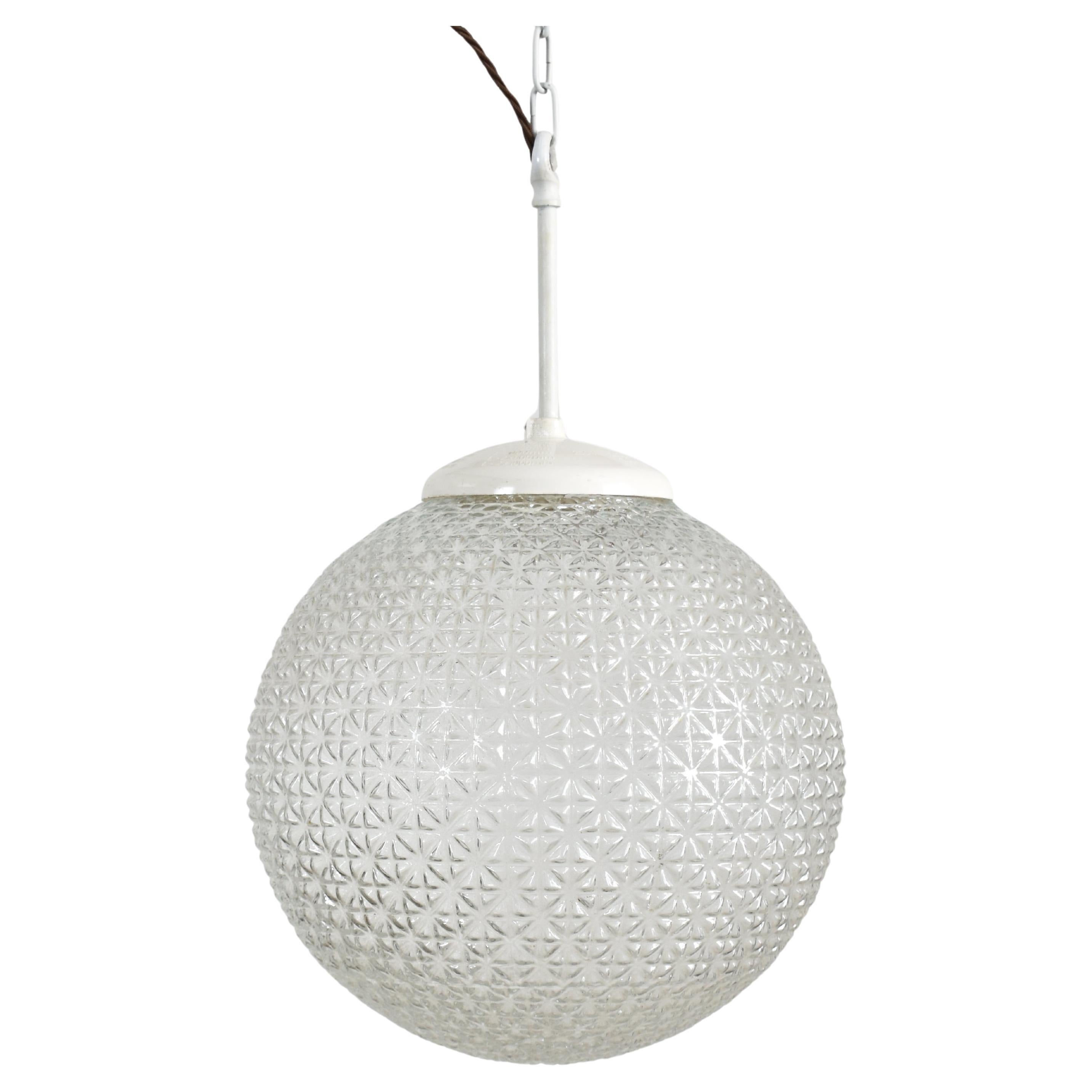 Antique Vintage Cut Glass Church Globe Pendant Light
