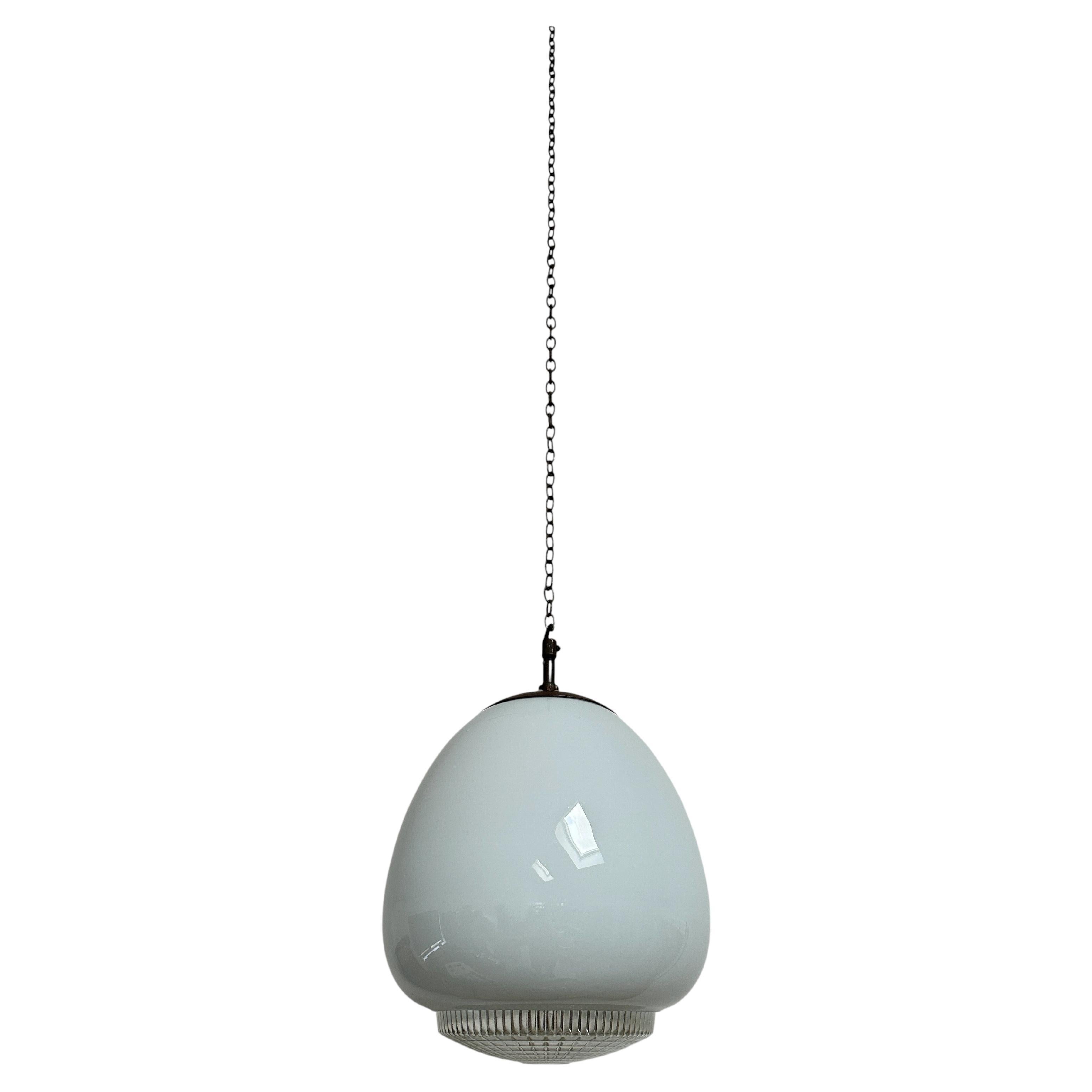 Antique Vintage Diffused Tulip Opaline Milk Glass Ceiling Pendant Light Lamp