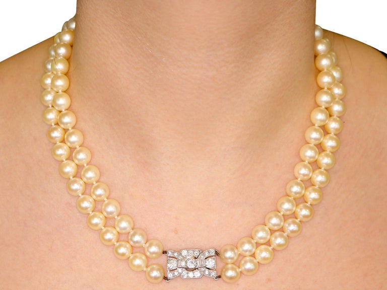Double Strand Pearl Necklace with 1.78 Carat Diamond Set ... (768 x 576 Pixel)