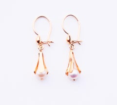 Orecchini antichi Vintage Perle in oro giallo 18 carati / 2,1gr