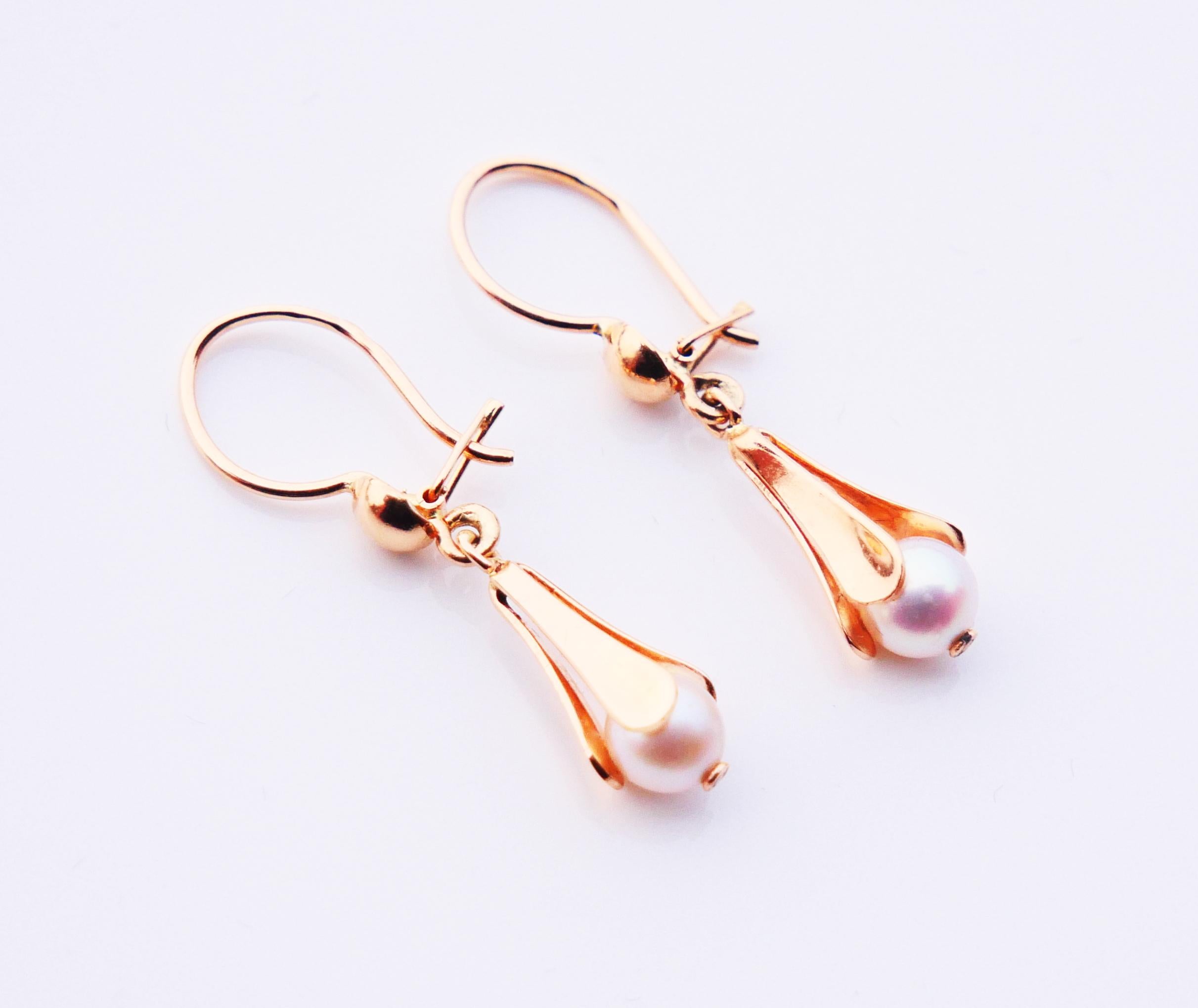 Art Deco Antique Vintage Earrings Pearls solid 18K Yellow Gold / 2.1gr For Sale