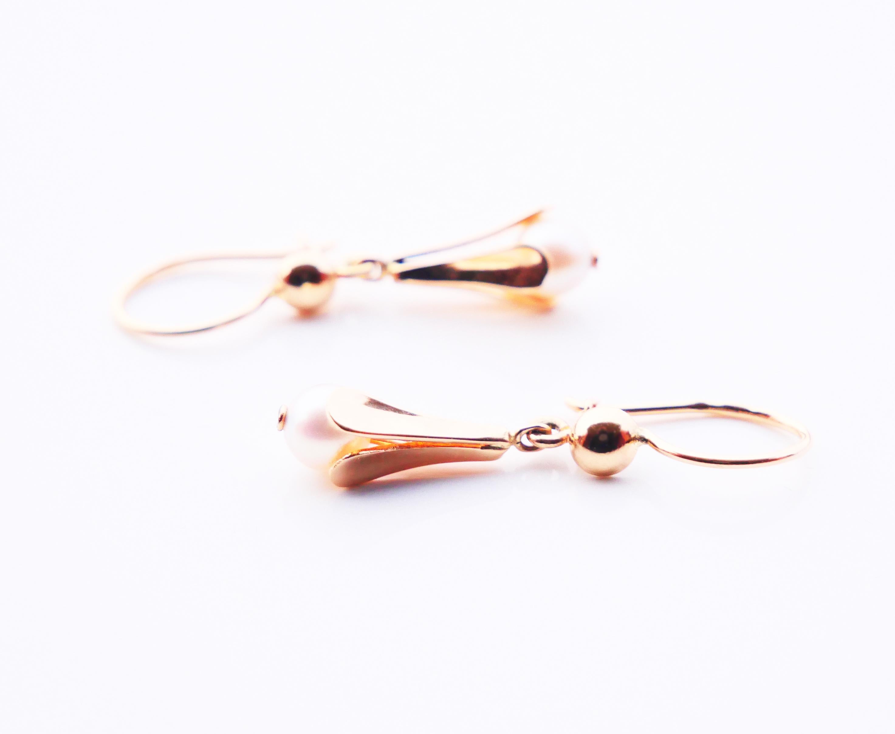 Antique Vintage Earrings Pearls solid 18K Yellow Gold / 2.1gr For Sale 2