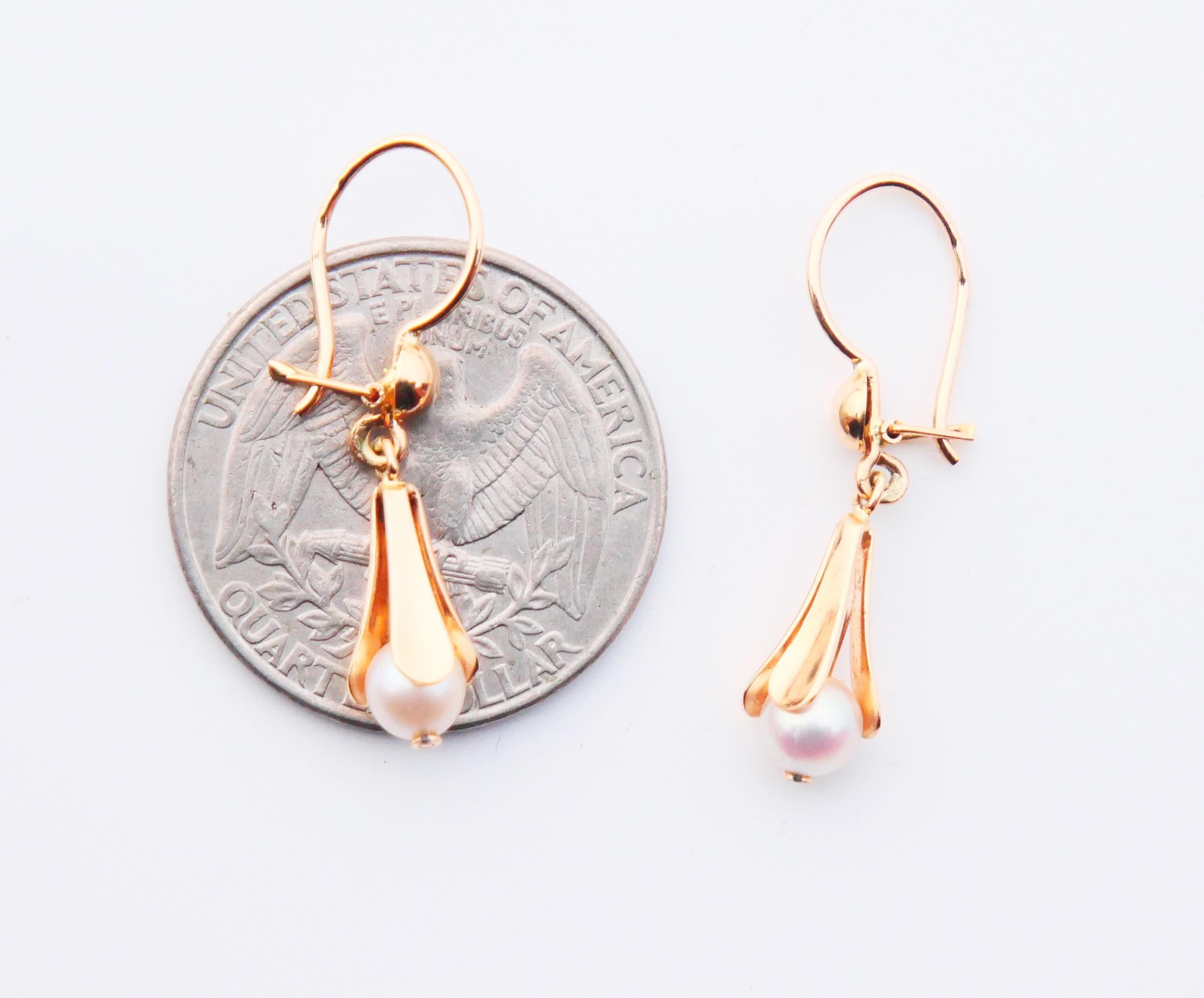Antique Vintage Earrings Pearls solid 18K Yellow Gold / 2.1gr For Sale 3