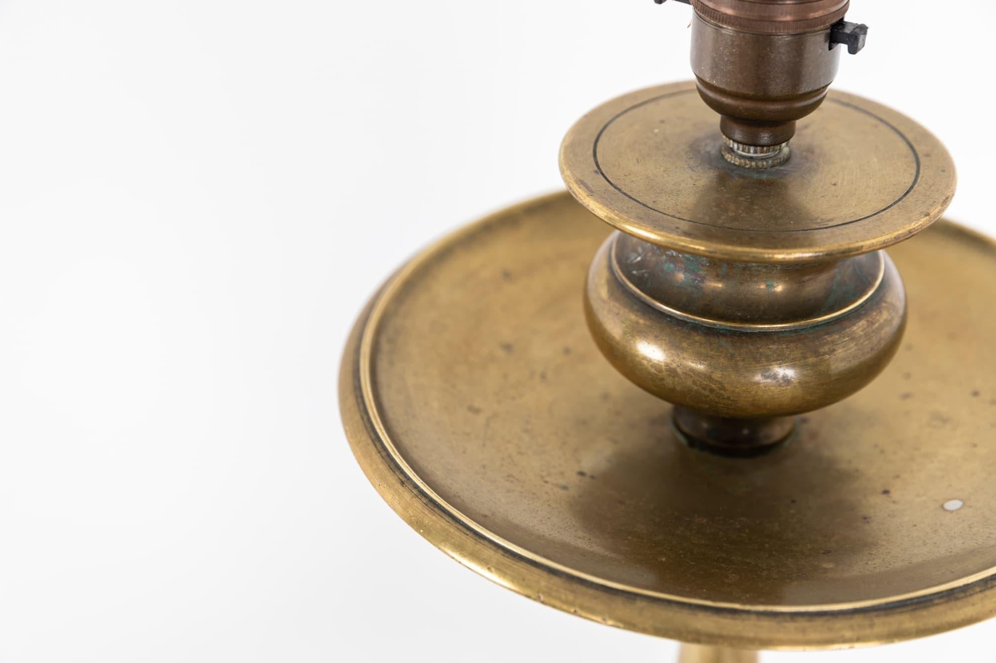 20th Century Antique Vintage Edwardian Brass Column Desk Table Lamp. c.1900 For Sale