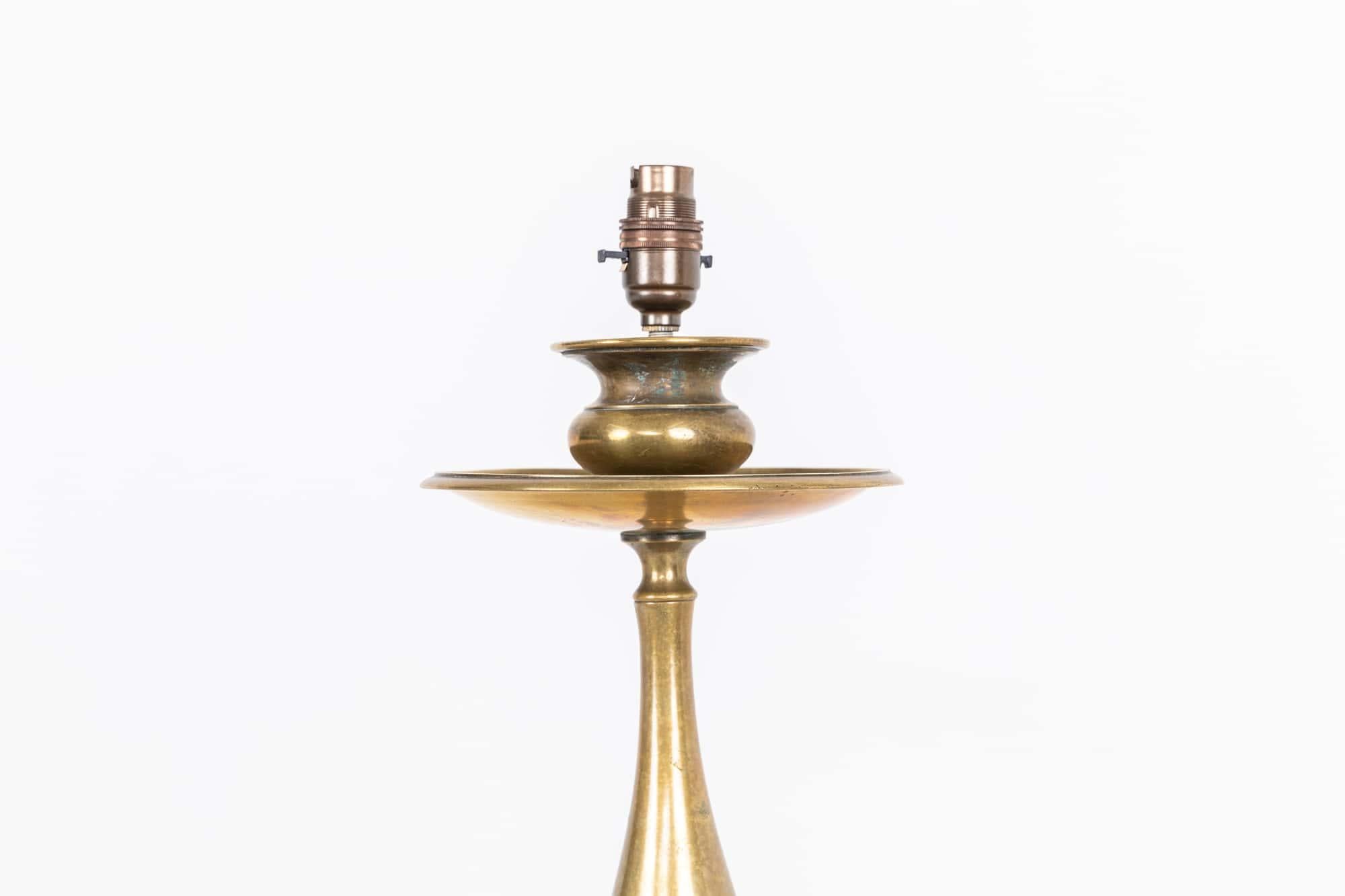 Antique Vintage Edwardian Brass Column Desk Table Lamp. c.1900 For Sale 2