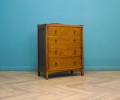 Antique Vintage Edwardian Oak Arts and Crafts Chest Of Drawers, 1900s