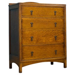 Antique Vintage Edwardian Oak Arts and Crafts Chest Of Drawers, 1900s