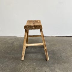 Antique Vintage Elm Wood Stool
