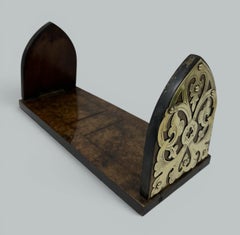 Antike Vintage English Burl Walnuss hölzerne Messing Intarsien Buchschieber Buchschieber 19C