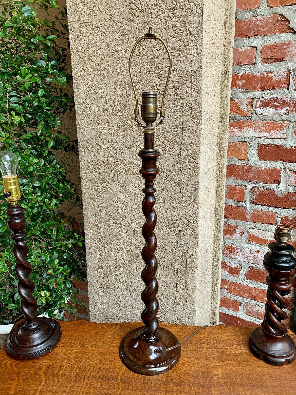 ~Direct from England
A lovely antique/vintage English barley twist desk or table lamp!
~ Perfect old world charm for any room
~ English oak with a dark oak finish
~ Extra tall height, this one would be great for a sideboard or buffet!
~ Note