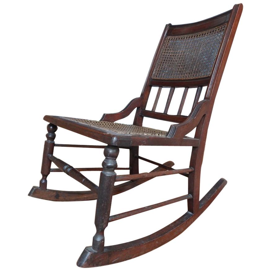 Antique Vintage English Oak Rocking Chair, 1800s