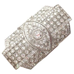 Antique Vintage Estate Art Deco Diamond Platinum Large Pin Brooch