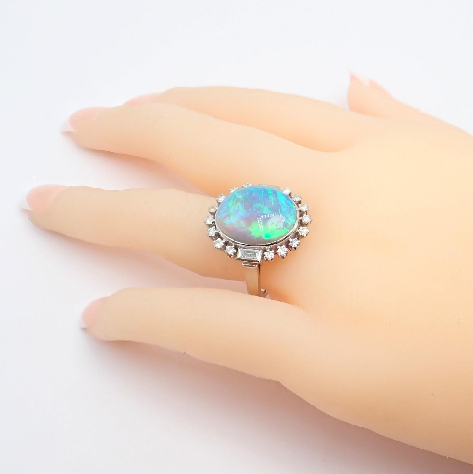 Antiker Vintage By Diamant und Opal Palladium Ring im Zustand „Hervorragend“ im Angebot in Southampton, PA