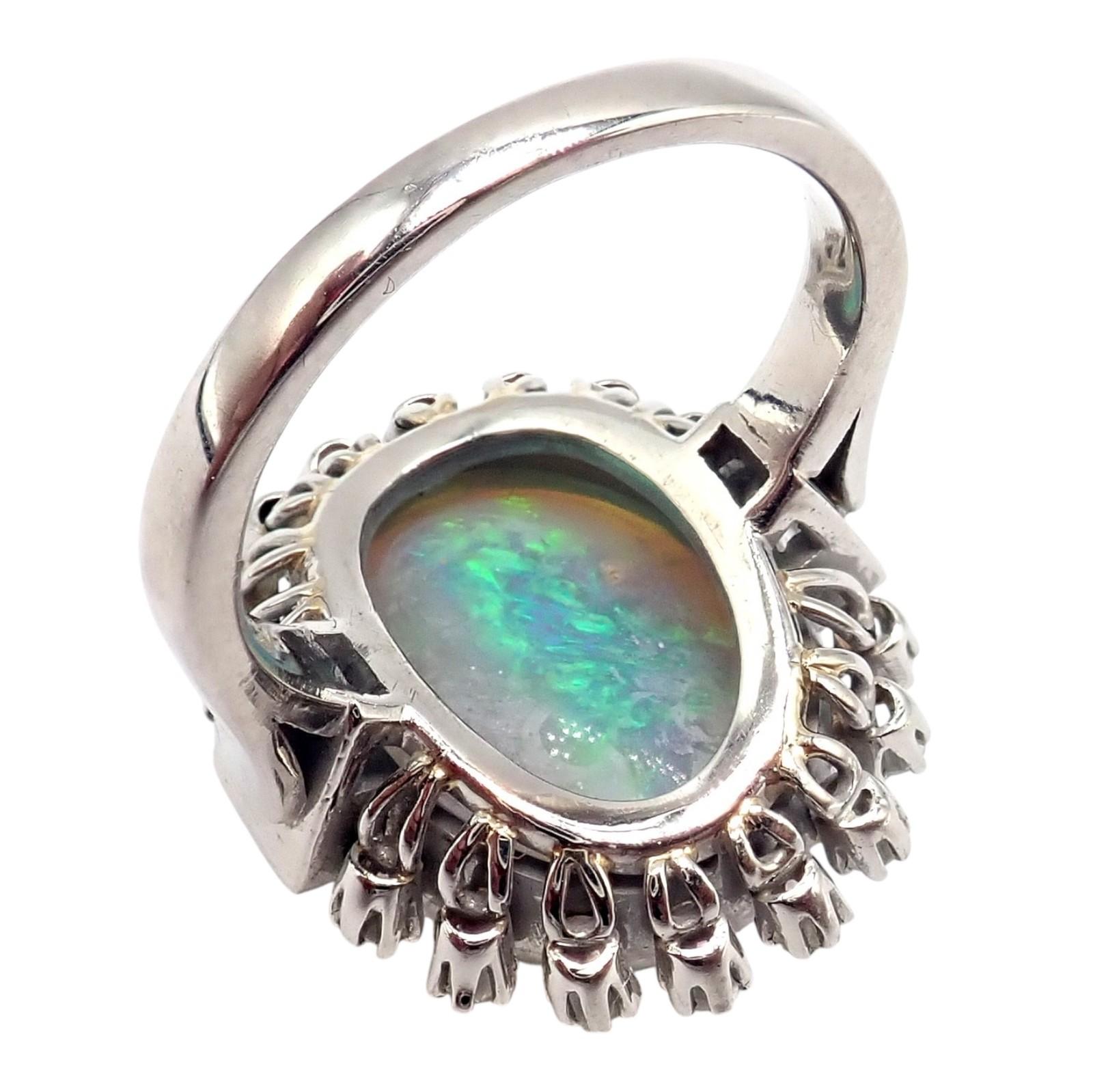 Antiker Vintage By Diamant und Opal Palladium Ring für Damen oder Herren im Angebot