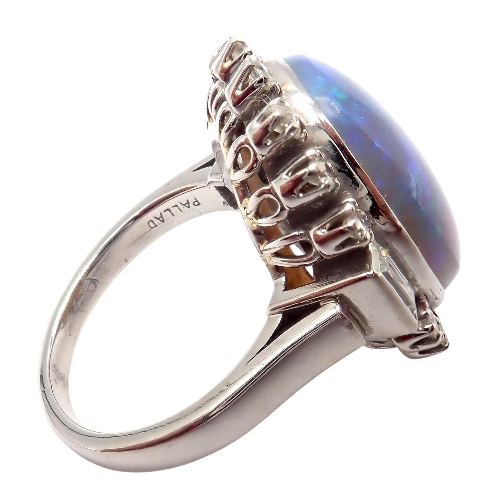 Antiker Vintage By Diamant und Opal Palladium Ring im Angebot 2