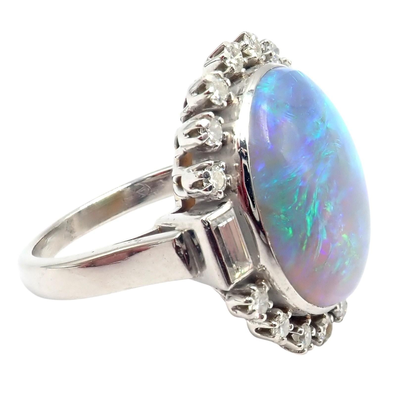 Antiker Vintage By Diamant und Opal Palladium Ring im Angebot 3
