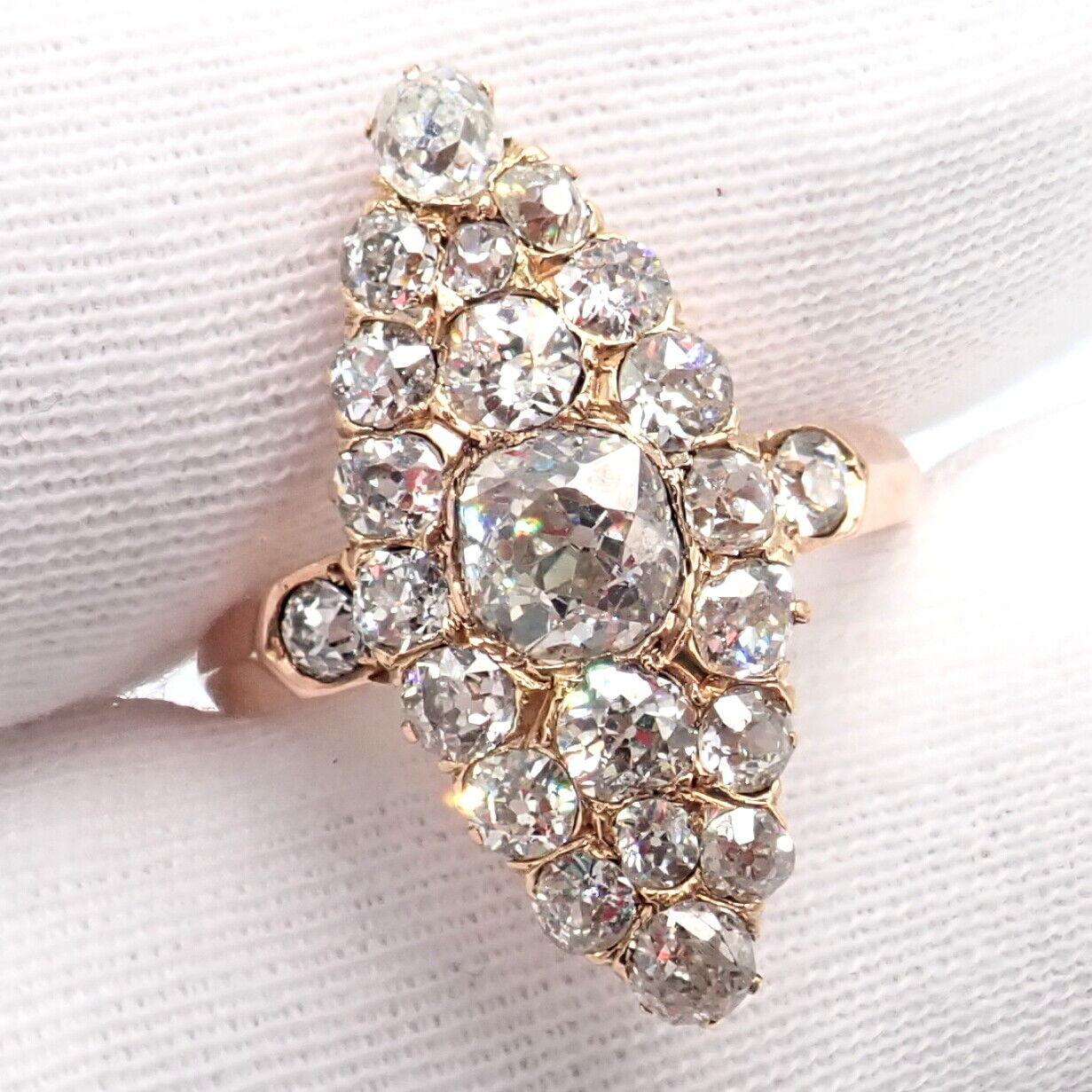 Antique Vintage Estate Old Miner Cut Diamond Rose Gold Ring For Sale 5