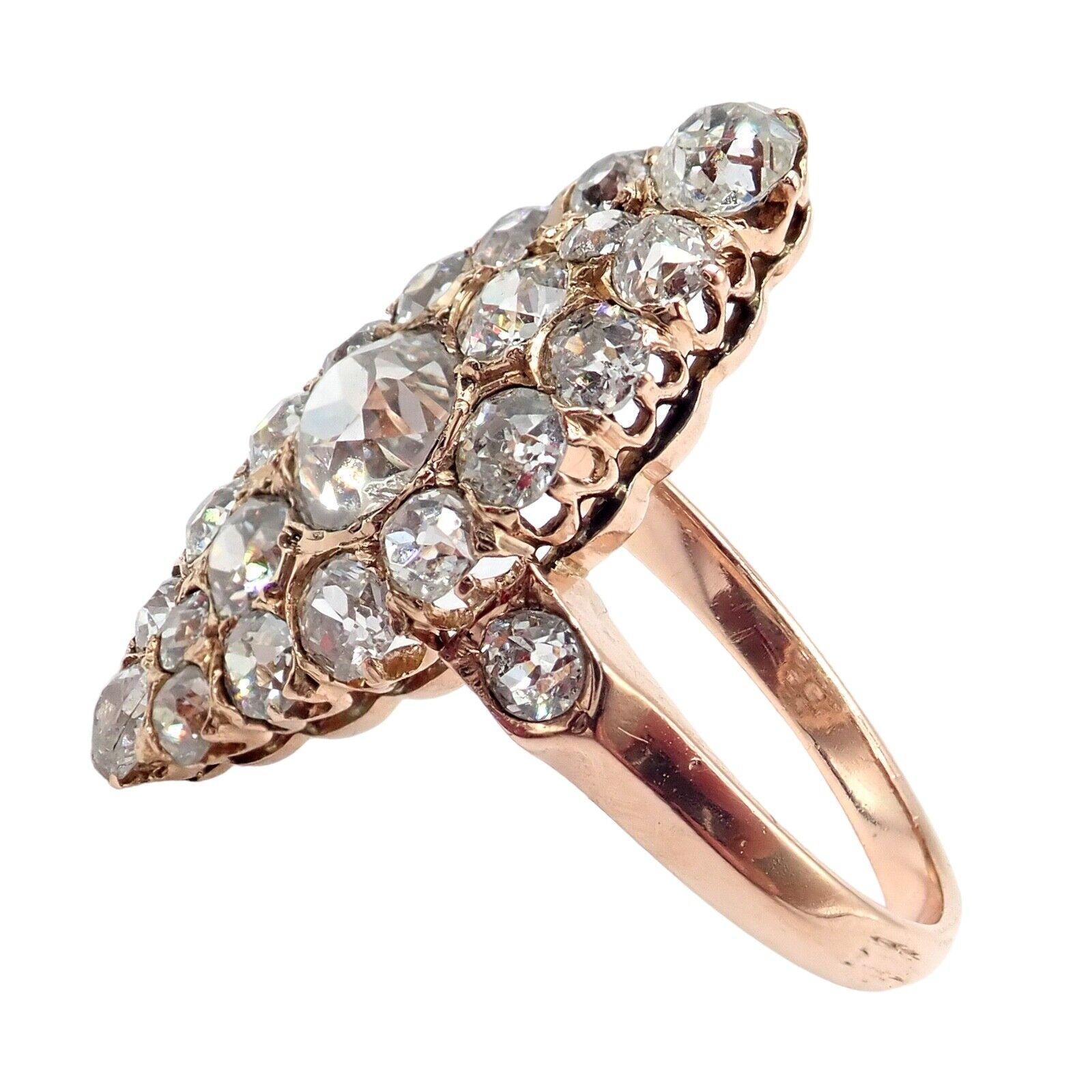 Women's or Men's Antique Vintage Estate Old Miner Cut Diamond Rose Gold Ring For Sale