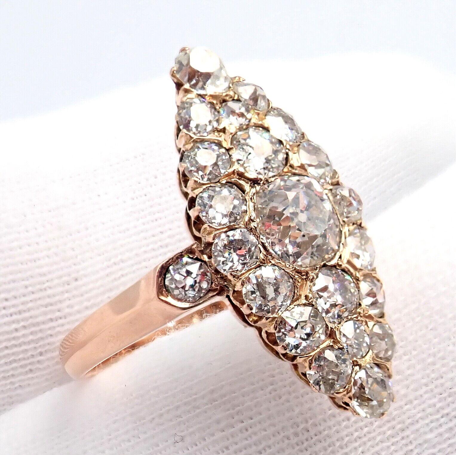 Antique Vintage Estate Old Miner Cut Diamond Rose Gold Ring For Sale 4