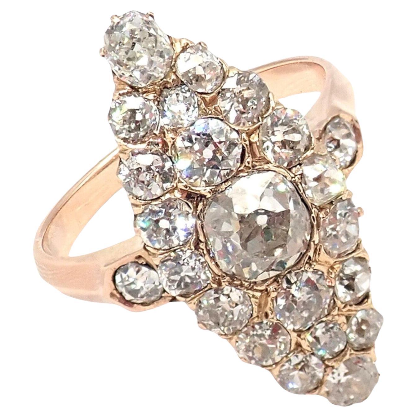 Antique Vintage Estate Old Miner Cut Diamond Rose Gold Ring For Sale