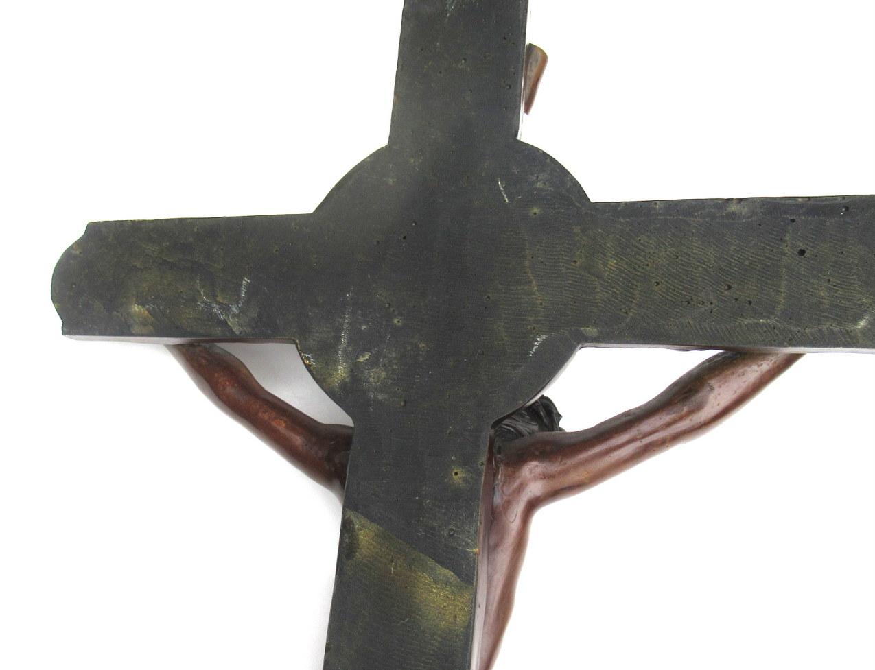 Antique Vintage French Bronze Religious Holy Crucifix Jesus Christ Cross INRI 3