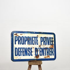 Antique Vintage French Country House Private Property Wall Sign