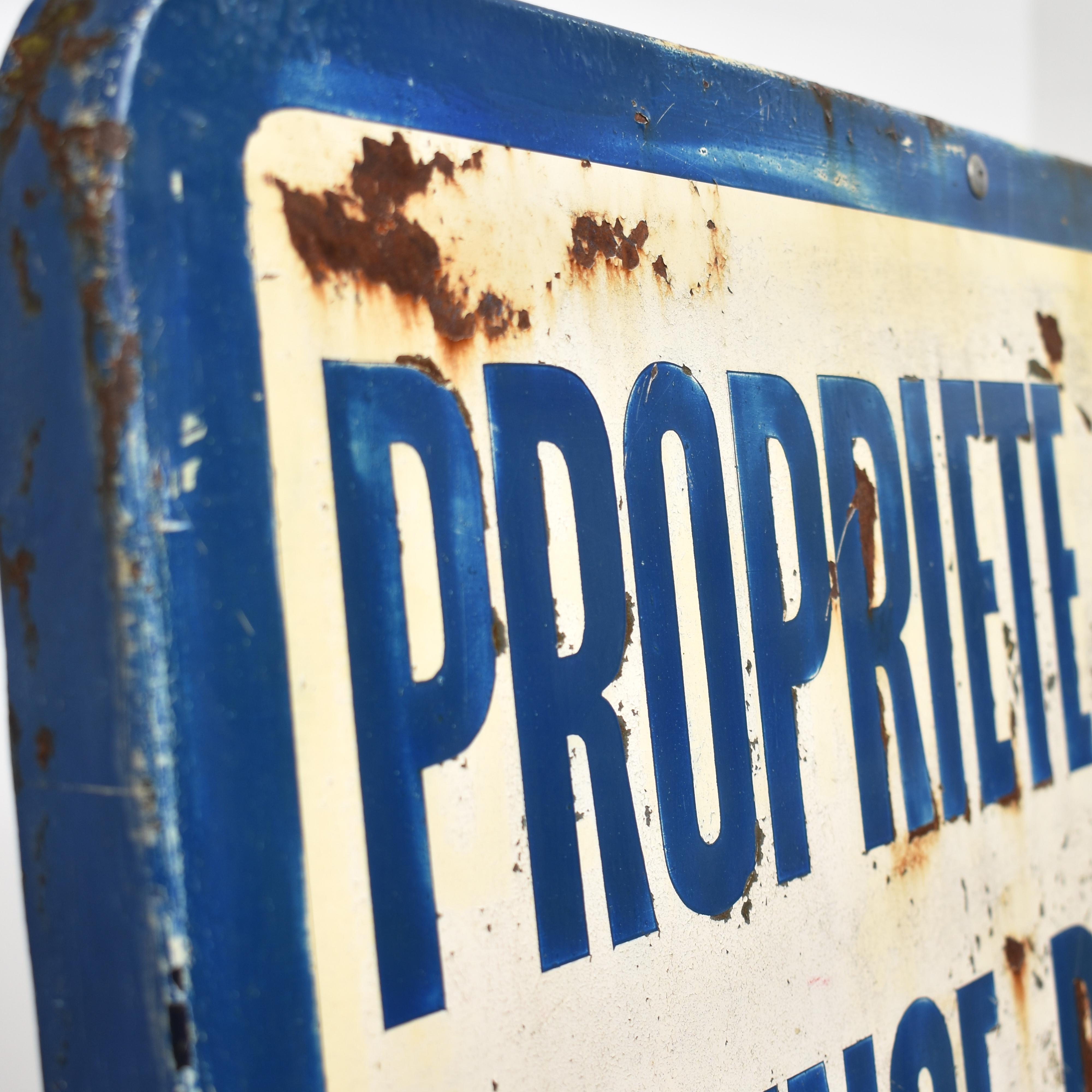 Provincial français Antique Vintage French Country House Private Property Wall Sign (Panneau mural de propriété privée) en vente