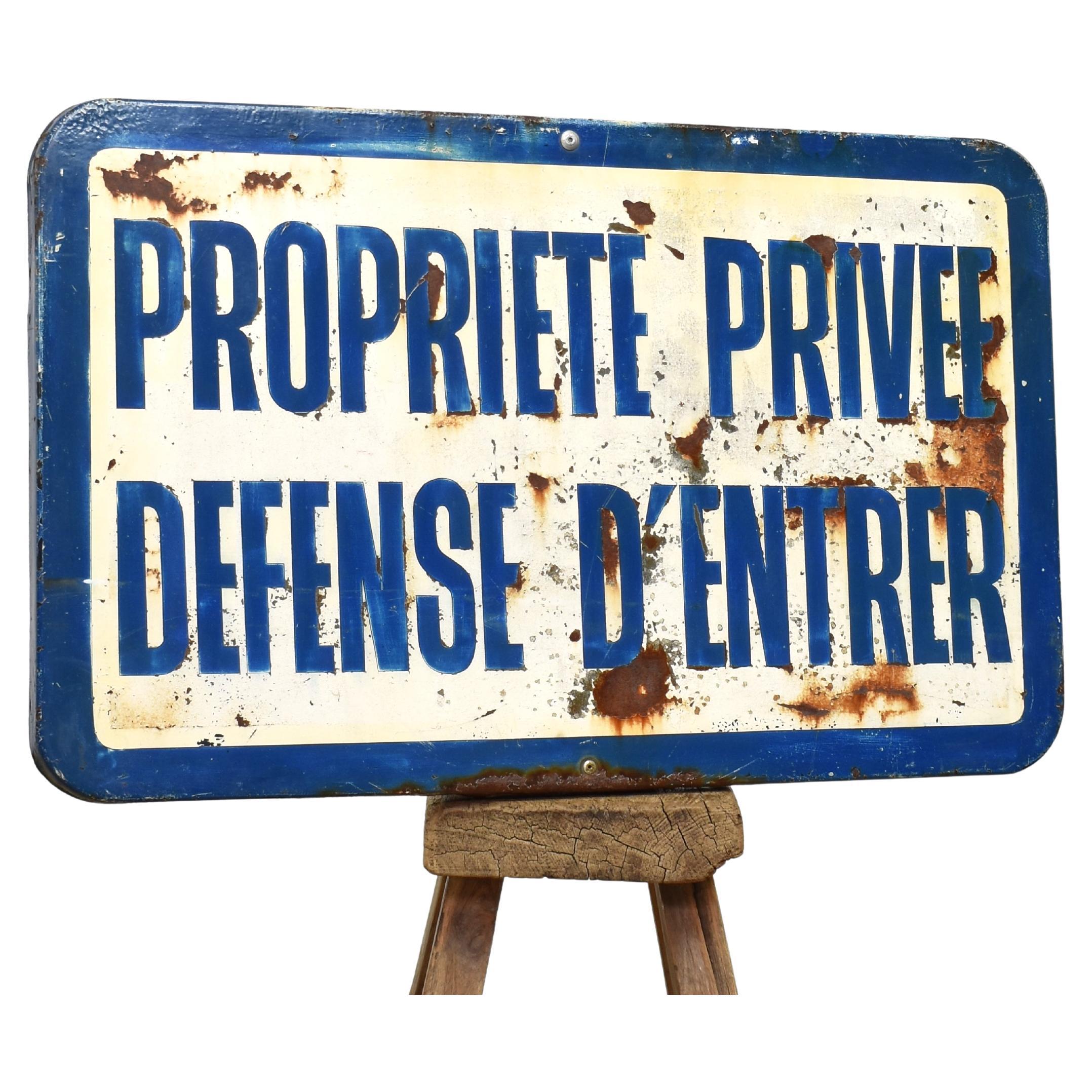 Antique Vintage French Country House Private Property Wall Sign (Panneau mural de propriété privée) en vente