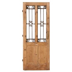 Antique Vintage French Door with Decorative Iron