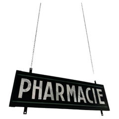 Vintage Vintage French Double Sided Glass Pharmacy Chemist Apothecary Sign
