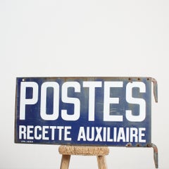 Antique Vintage French Post Office Enamel Double Sided Hanging Wall Sign