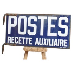Antique Vintage French Post Office Enamel Double Sided Hanging Wall Sign