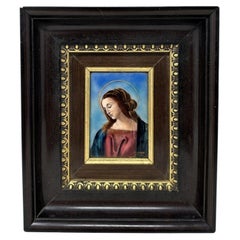Virgen María antigua y vintage francesa, esmaltada sobre cobre, de FJ Carmona, Limoges