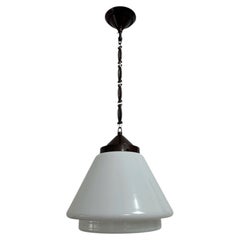 Antique Vintage German Art Deco Bauhaus Opaline Milk Glass Ceiling Pendant Light