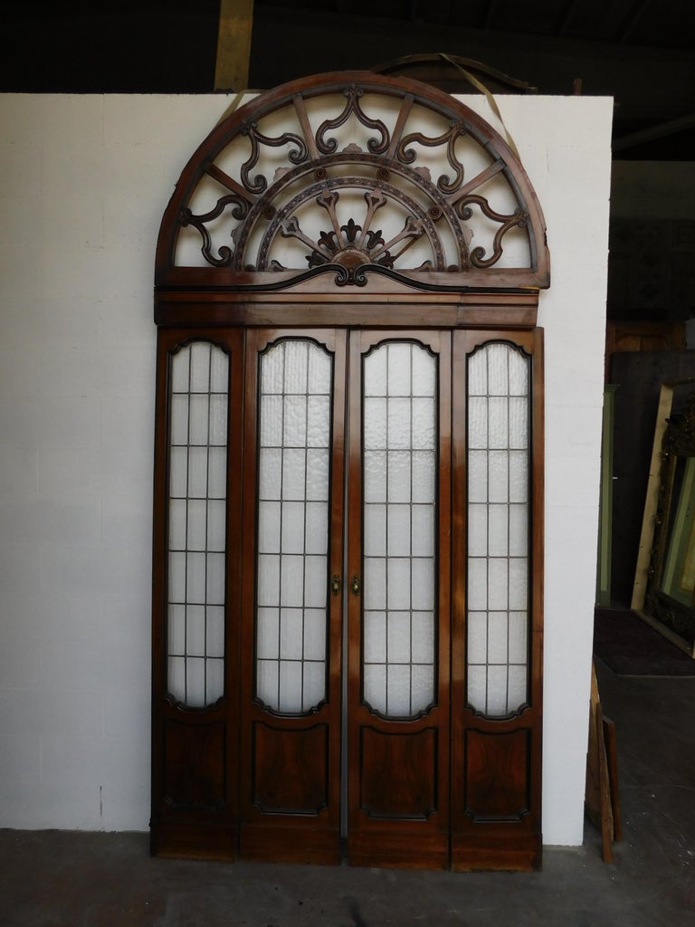 Antique Vintage Glass Door with Rear Window, Brown Walnut ...