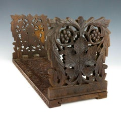 Antique Vintage Hand Carved Black Forest German Walnut Library Bookcase Trough