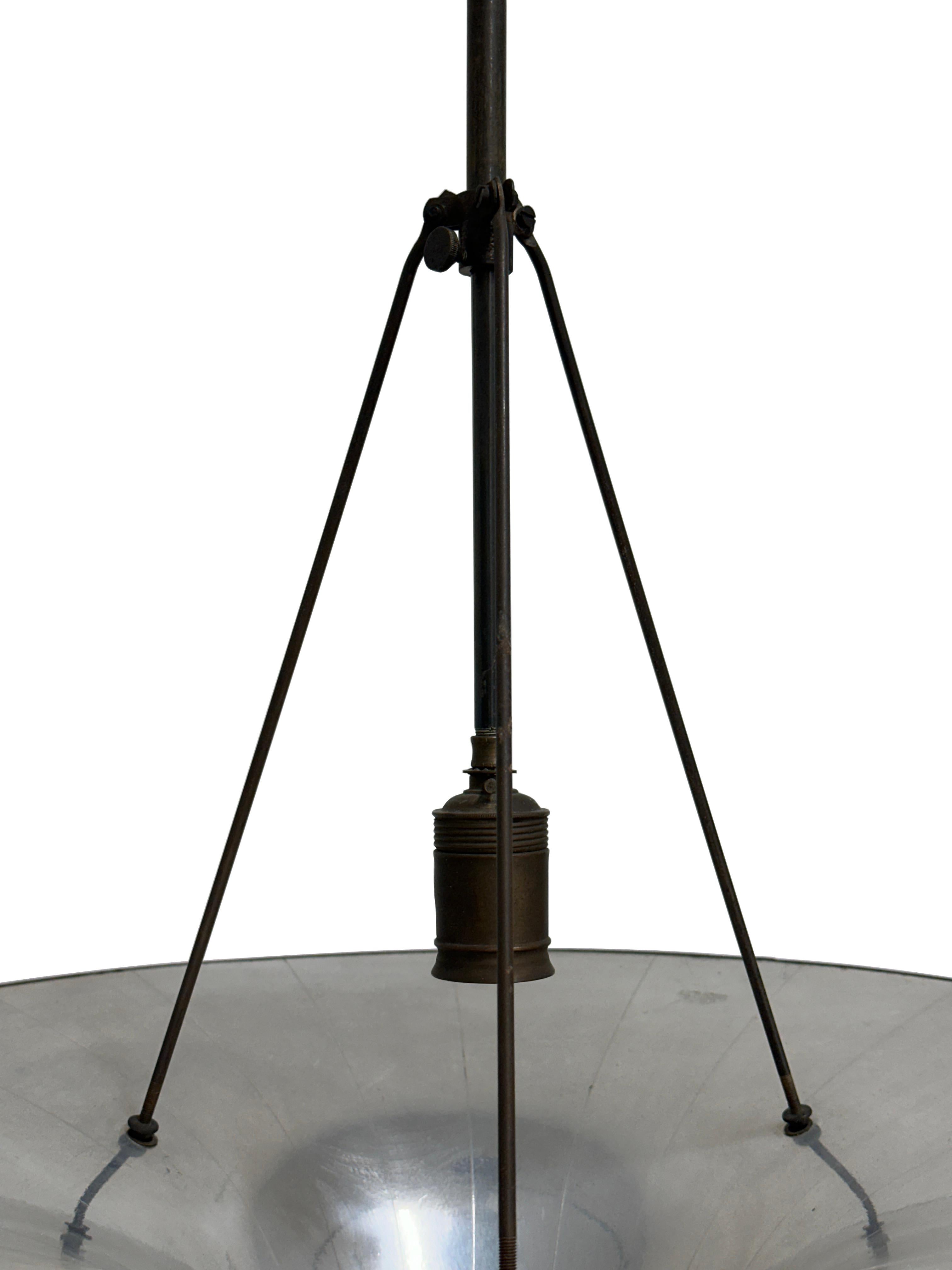 20th Century Antique Vintage Industrial Bauhaus Wiskott Mirrored Ceiling Pendant Light Lamp For Sale