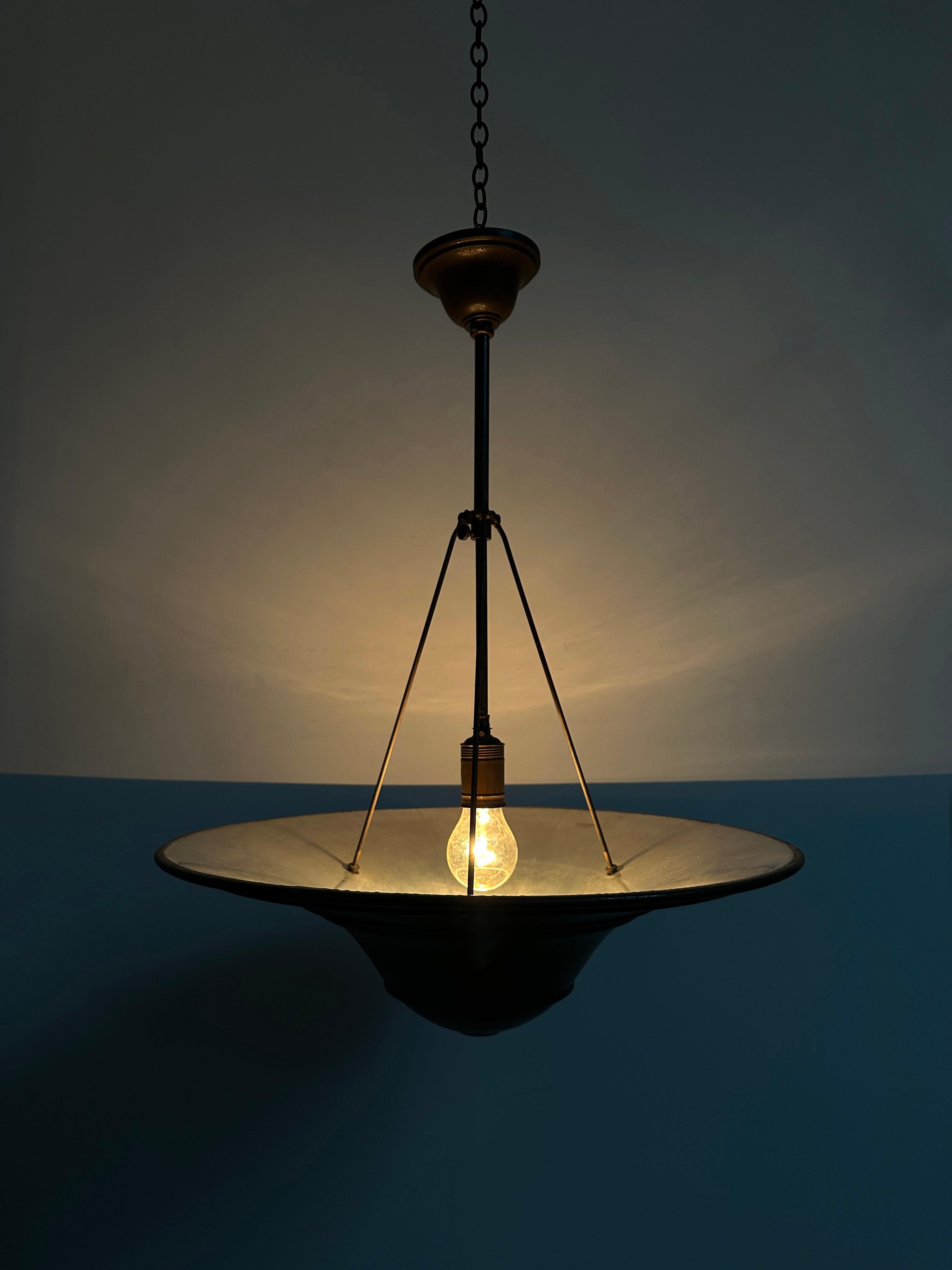 Antique Vintage Industrial Bauhaus Wiskott Mirrored Ceiling Pendant Light Lamp For Sale 1