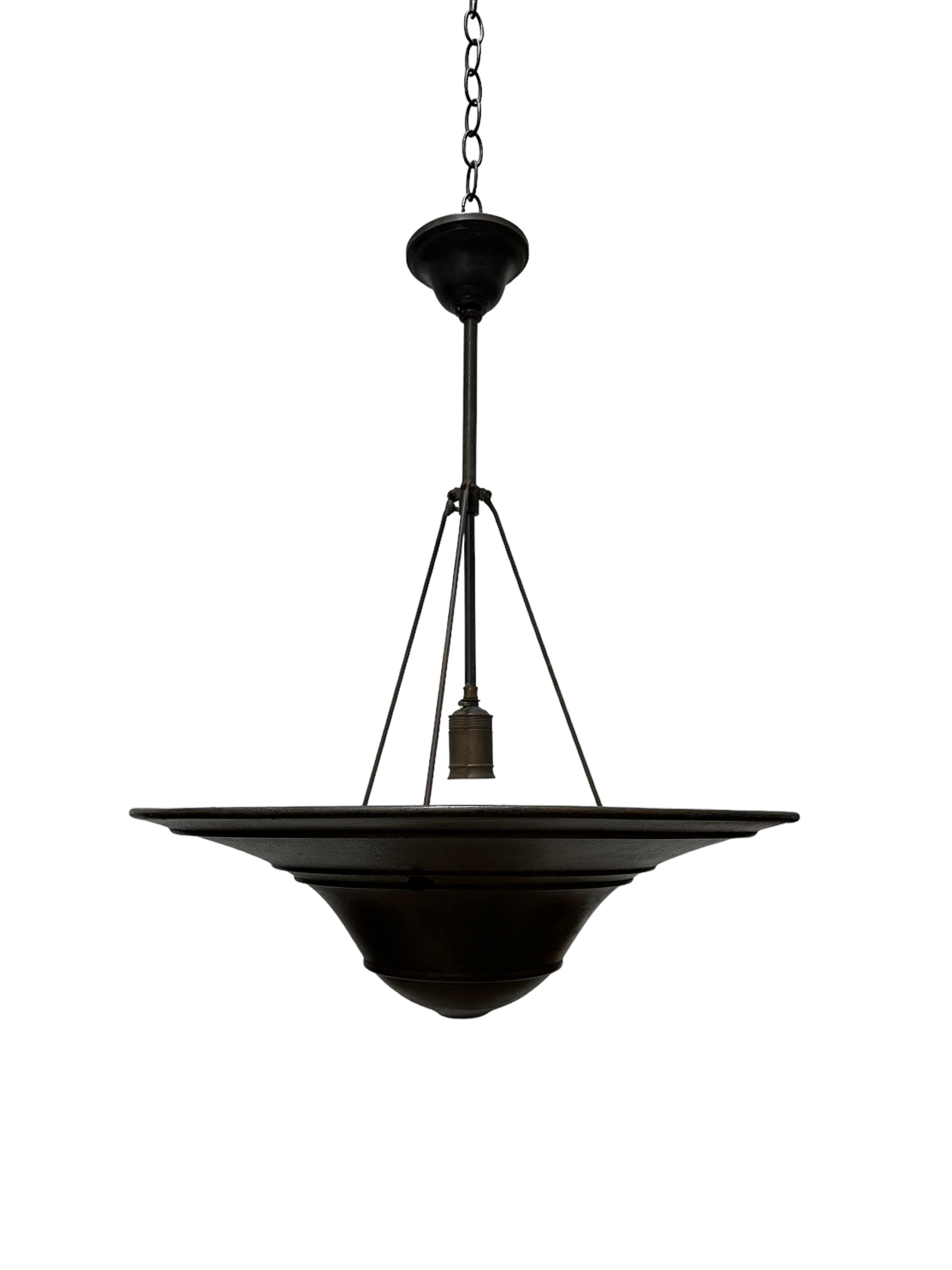 Antique Vintage Industrial Bauhaus Wiskott Mirrored Ceiling Pendant Light Lamp For Sale 2