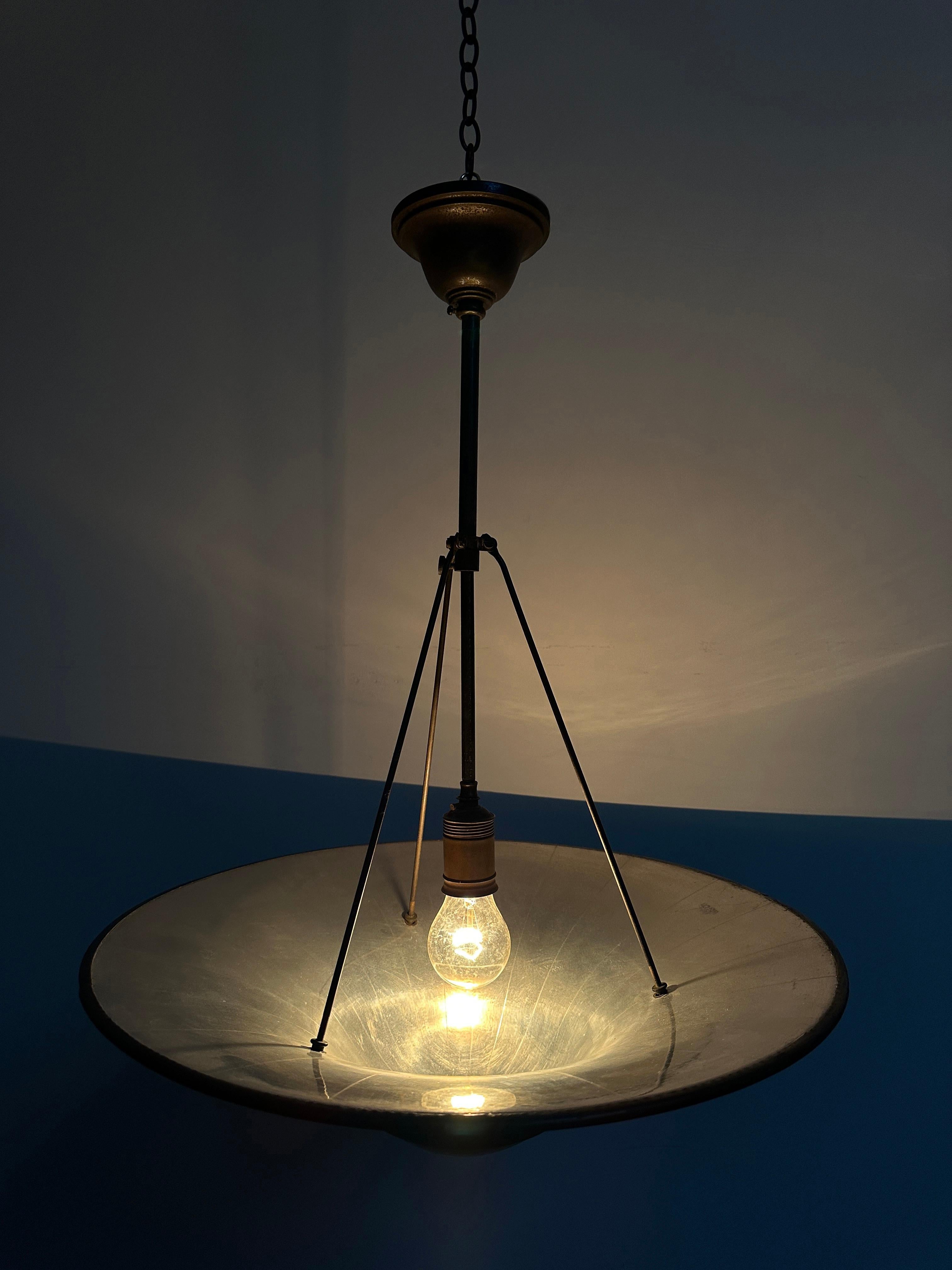 Antique Vintage Industrial Bauhaus Wiskott Mirrored Ceiling Pendant Light Lamp For Sale 3