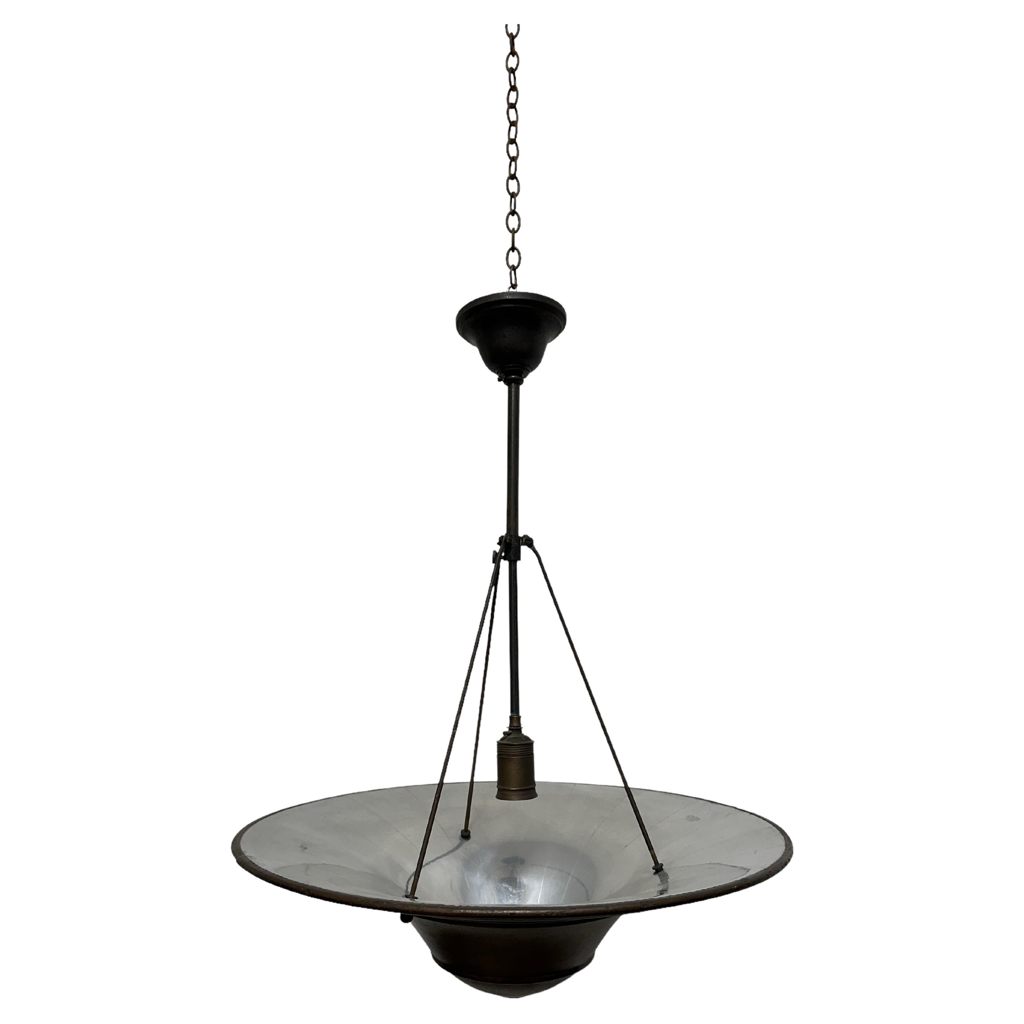 Antique Vintage Industrial Bauhaus Wiskott Mirrored Ceiling Pendant Light Lamp For Sale