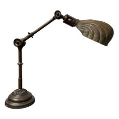 Lampada da tavolo o da scrivania vintage in ottone con snodo a margherita, stile industriale
