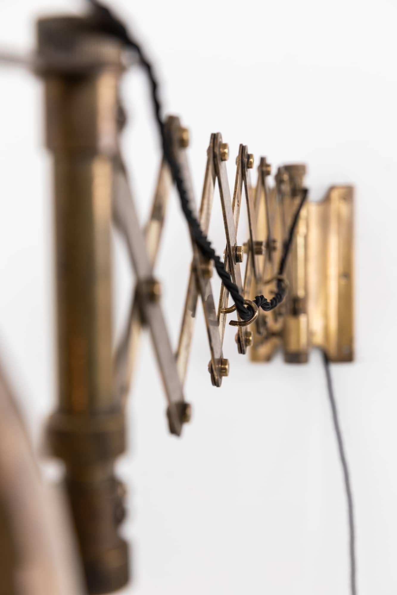 Antique Vintage Industrial Brass Scissor Wall Lamp, c.1940 1